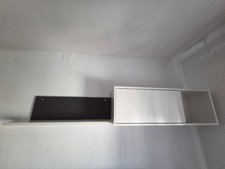 Mueble TV salón blanco y gris 200x40
