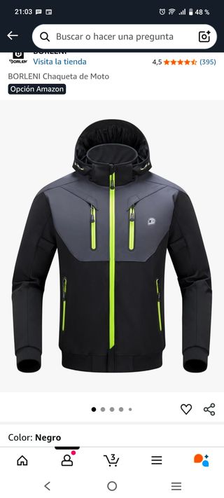 Chaqueta de Moto BORLENI Negra talla XL 