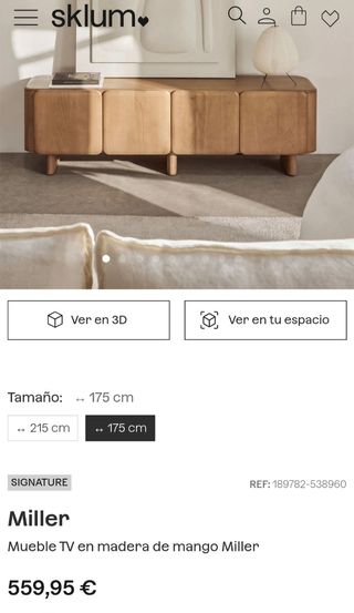 Mueble TV Miller madera de mango 175 cm