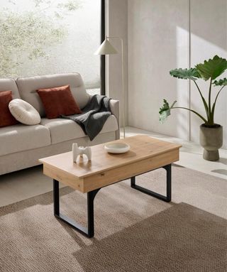 Mesa de centro elevable madera y metal