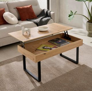 Mesa de centro elevable madera y metal
