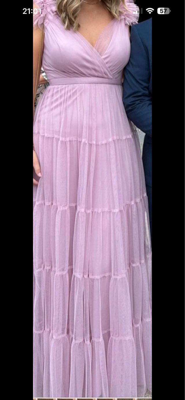 Vestido fiesta mujer largo rosa tul