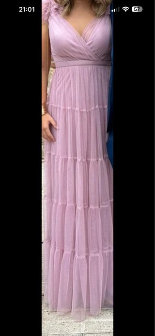 Vestido fiesta mujer largo rosa tul