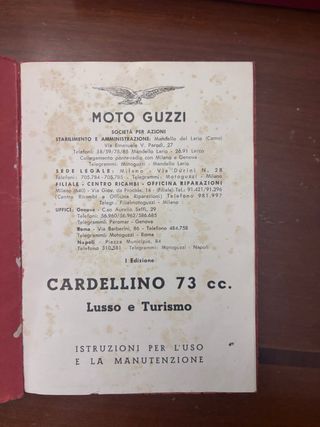 Libretto Uso Moto Guzzi Cardellino 73cc
