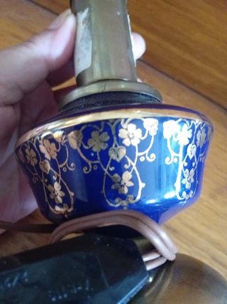 Lampada vintage porcellana blu oro