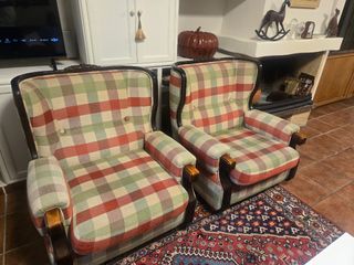 2 poltrone vintage con tessuto Quadri