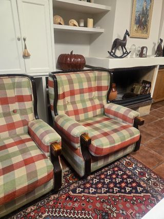 2 poltrone vintage con tessuto Quadri
