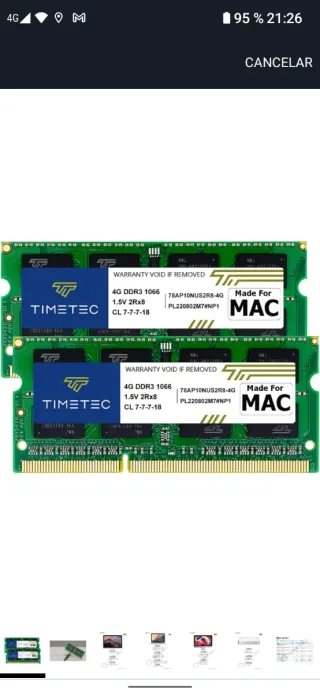 TIMETEC 8GB DDR3 1066MHz para Mac