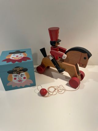 giocattoli di legno vintage cavallo e  clown