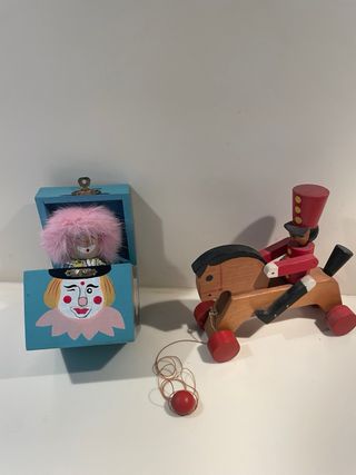 giocattoli di legno vintage cavallo e  clown