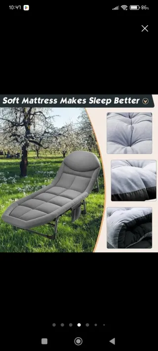 Cama plegable camping gris
