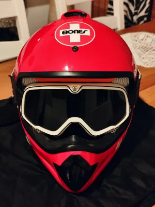 Casco Moto Enduro/Quad Rojo con Gafas