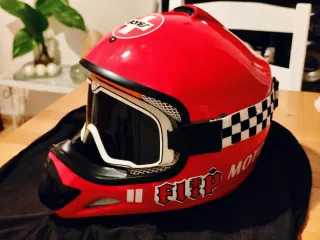 Casco Moto Enduro/Quad Rojo con Gafas