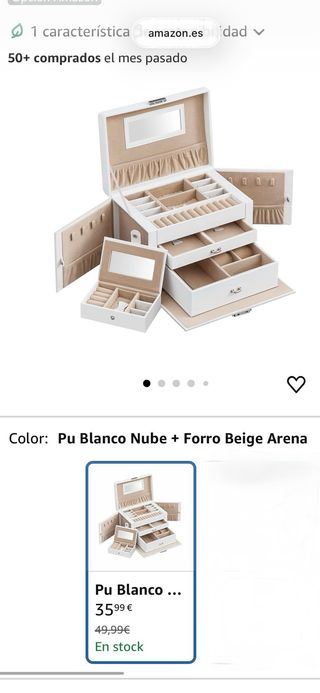Joyero Songmics grande beige y blanco