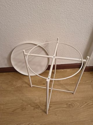 Mesa auxiliar redonda blanca metal