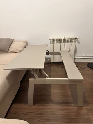 Mesa de centro moderna beige/gris elevable