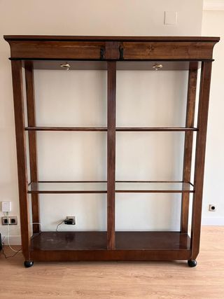 Estantería madera maciza con cristal