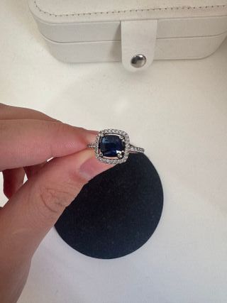 Anillo Plata 925 Gema Azul Brillante 