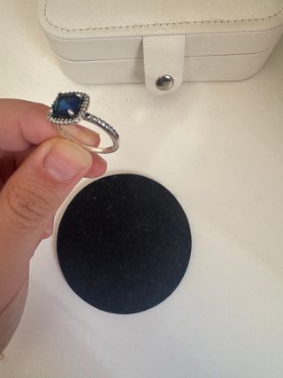 Anillo Plata 925 Gema Azul Brillante 
