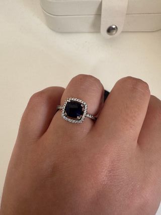 Anillo Plata 925 Gema Azul Brillante 