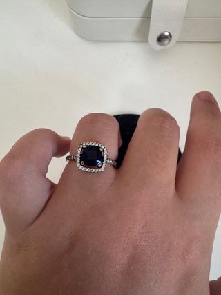 Anillo Plata 925 Gema Azul Brillante 