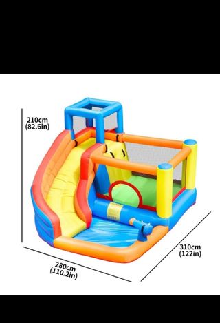 Colchoneta hinchable con tobogán y piscina