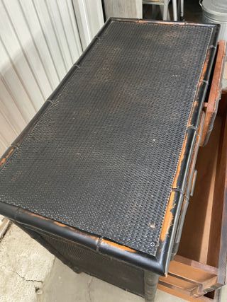 Cómoda de bambú y mimbre vintage