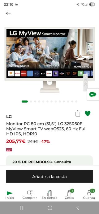 Monitor LG Smart TV 31,5 4K HDR10