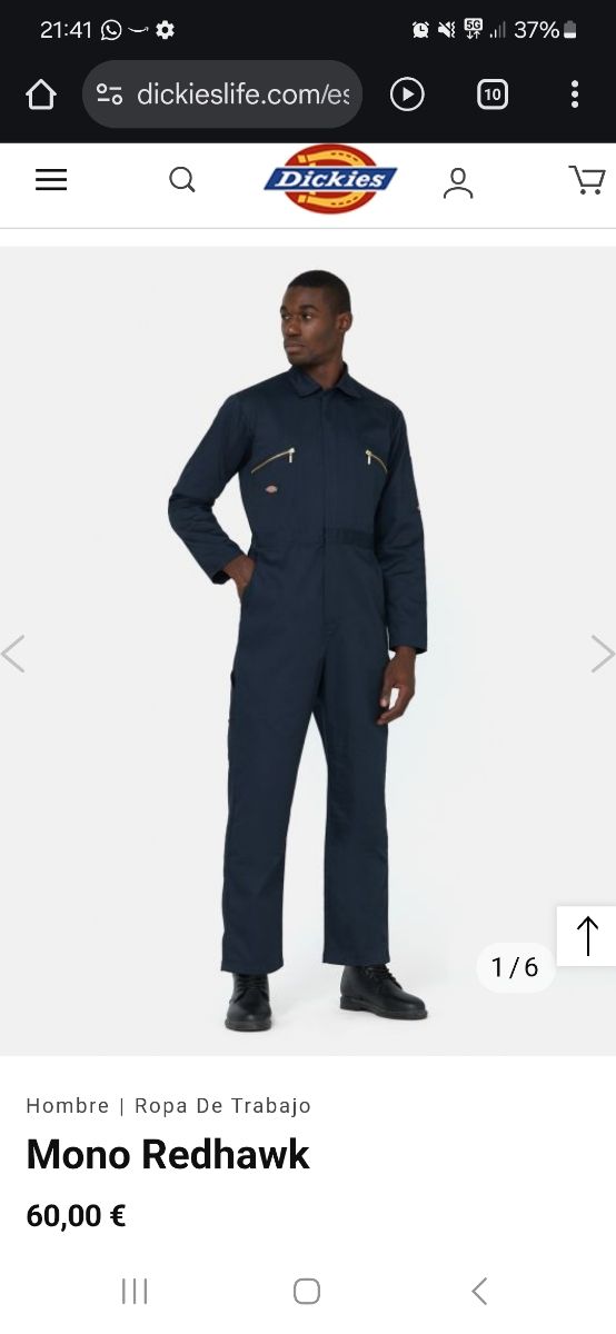 Mono Dickies Redhawk Azul Marino Talla 48R Nuevo