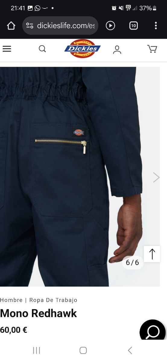 Mono Dickies Redhawk Azul Marino Talla 48R Nuevo