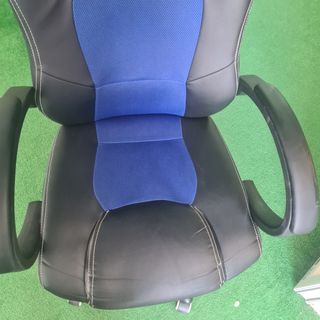 Silla de oficina ergonómica negra y azul, game