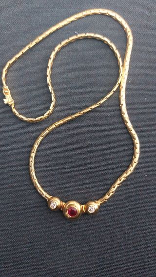 Gargantilla oro con rubí y diamantes