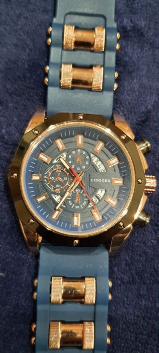 Reloj Elegante Hombre Azul y Dorado