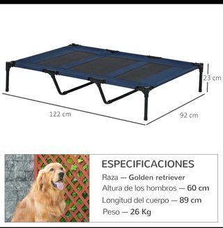 Cama para perro azul y negra