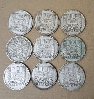 Monedas 10 Francos Plata Franceses Francia