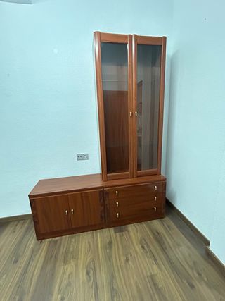 Mueble aparador salón comedor madera y cristal