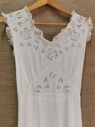 Vestido  de seda cruda  vintage color  beige claro