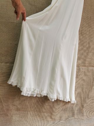 Vestido  de seda cruda  vintage color  beige claro