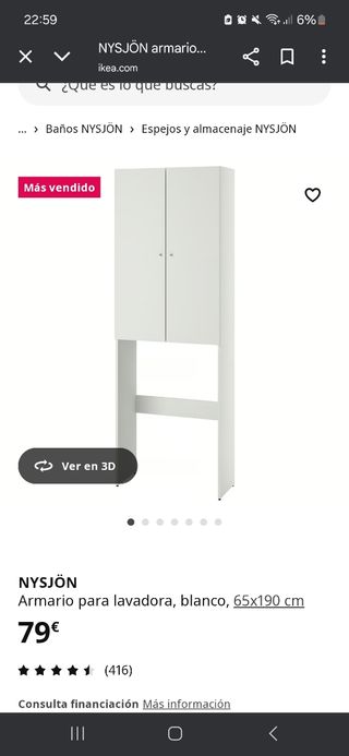 Armario para lavadora NYSJÖN blanco