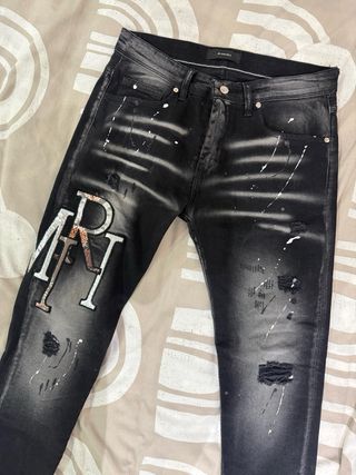 Pantalones Amiri Negros con Diseño