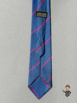 Corbata Trevira Azul Rayas Fucsia Vintage