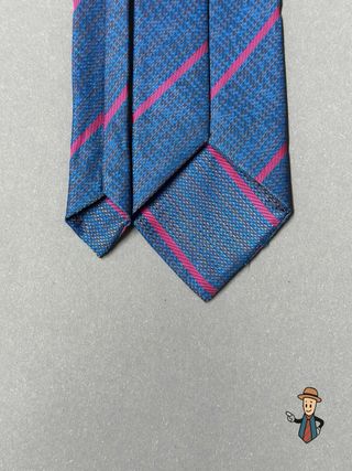 Corbata Trevira Azul Rayas Fucsia Vintage