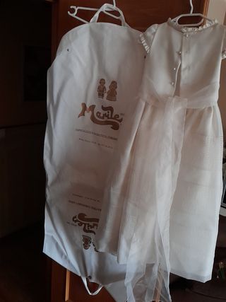 Vestido de comunión blanco y crudo