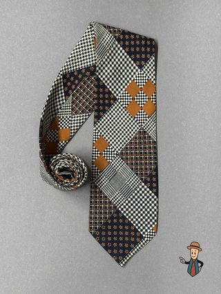 Corbata Vintage Patchwork Geométrico
