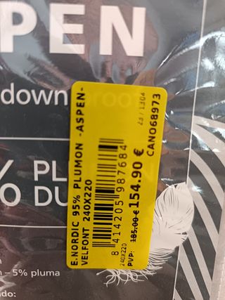 Edredón Nórdico Velfont 95% Plumón Matrimonio