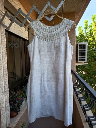 Vestido de seda con perlas. Vintage dressing.