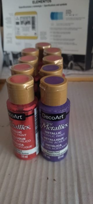 Lote 9 Pinturas DecoArt Metallics Acrílicas