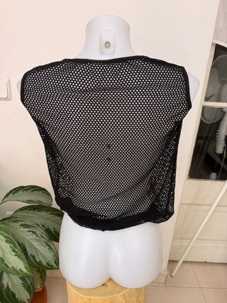 Camiseta Rejilla Negra sin Mangas