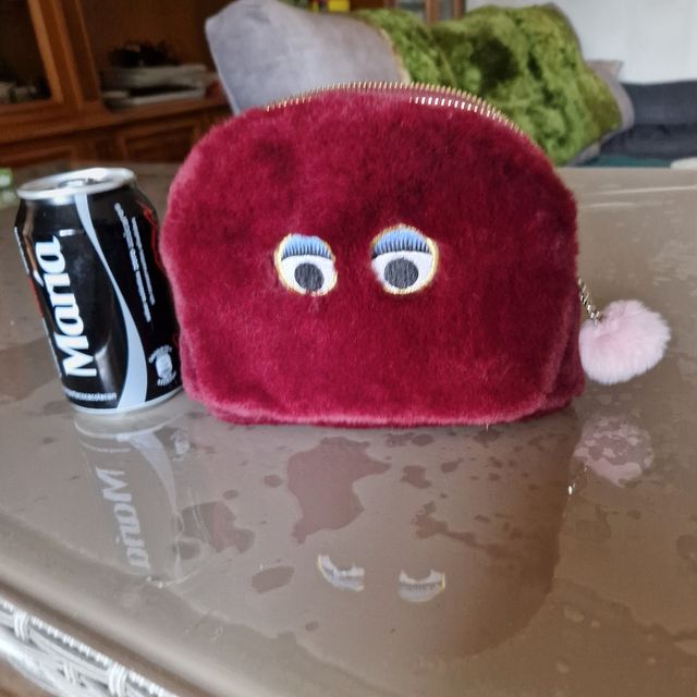 Neceser peluche monstruito granate