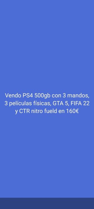 PS4 500GB + 3 mandos + 3 pelis + juegos